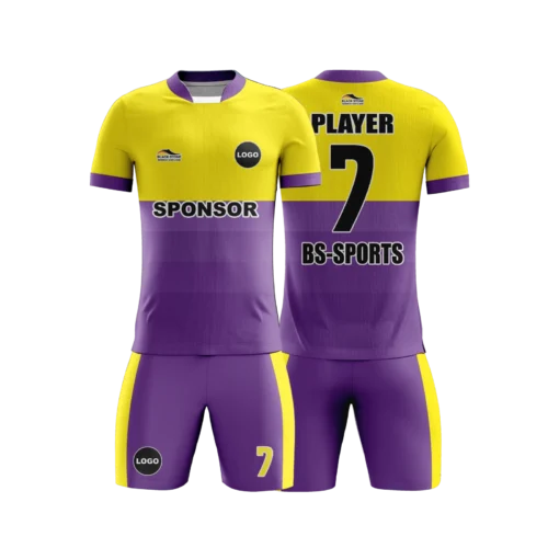 üstü sarı altı mor olan futbol forması tasarımı
