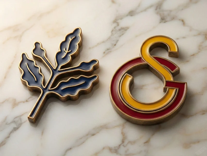 beyaz bir mermer üzerinde yanyana fenerbahçe ve galatasaray logosu, fenerbahçe galatasaray geçmiş süper lig maçları