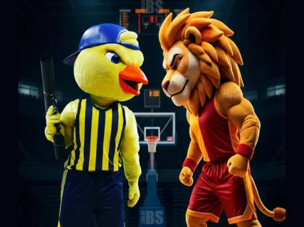 fenerbahçe ve galatasaray basketbol maskotları, maskot leo ve maskot yellow
